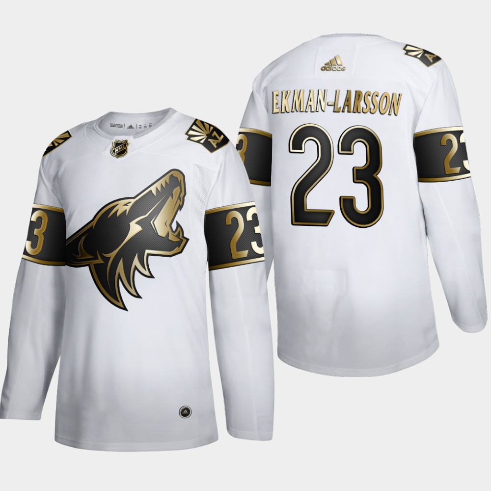 Arizona Coyotes 23 Oliver EkmanLarsson Men Adidas White Golden Edition Limited Stitched NHL Jersey